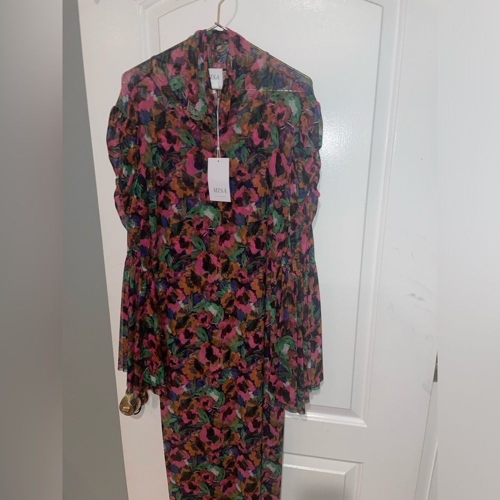 New! Misa Los Angeles Elektra Dress in Jewel Tone Flora MISA 🌺 Large NWT! - Picture 4 of 13